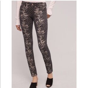 Anthropologie Pilcro Serif Mid Rise Floral Corduroy Skinny Pants Leggings 29